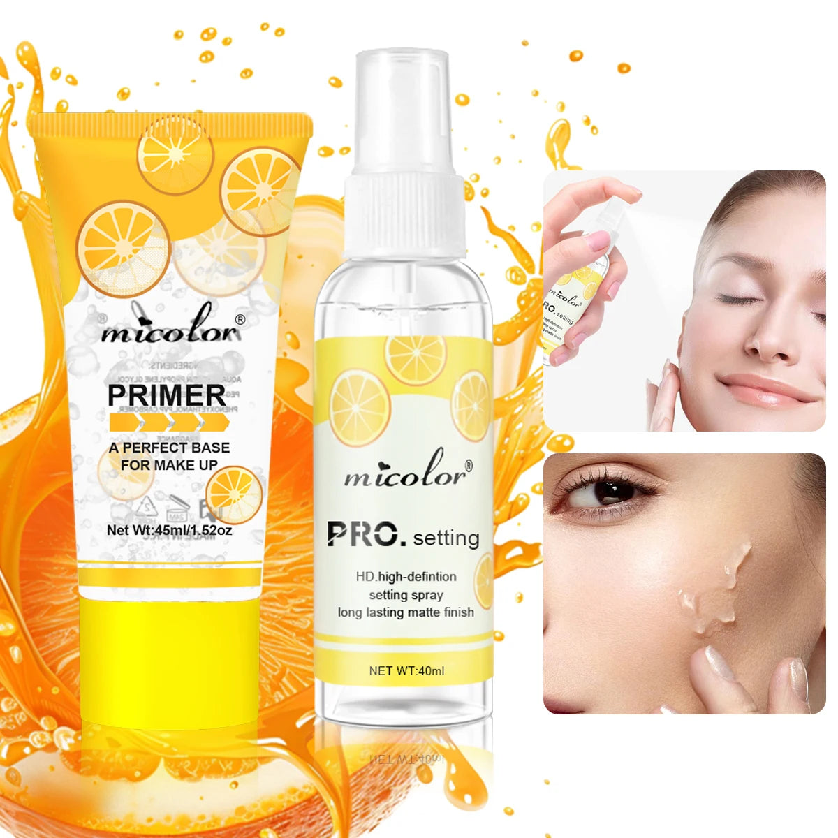 Makeup Set Of Makeup Primer + Setting Spray, Invisible Pore Color Rendering Hold Makeup, For Base Makeup And Makeup Finishing