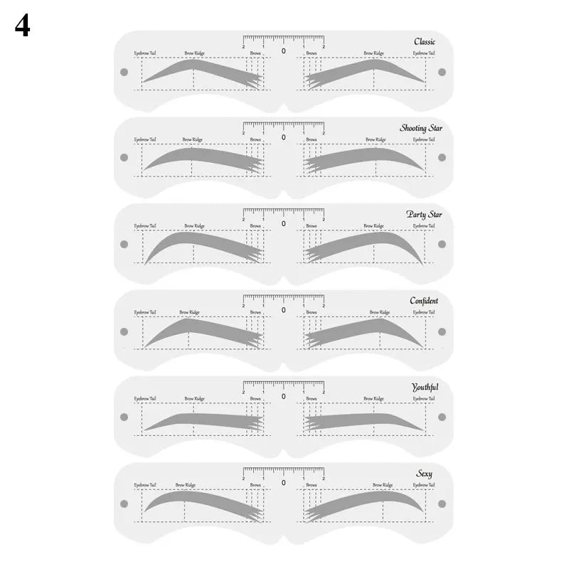 Reusable Eyebrow Stencil Set Soft Ruler Brow Definer Eye Brow Drawing Guide Styling Shaping Grooming Template Card Makeup Tools