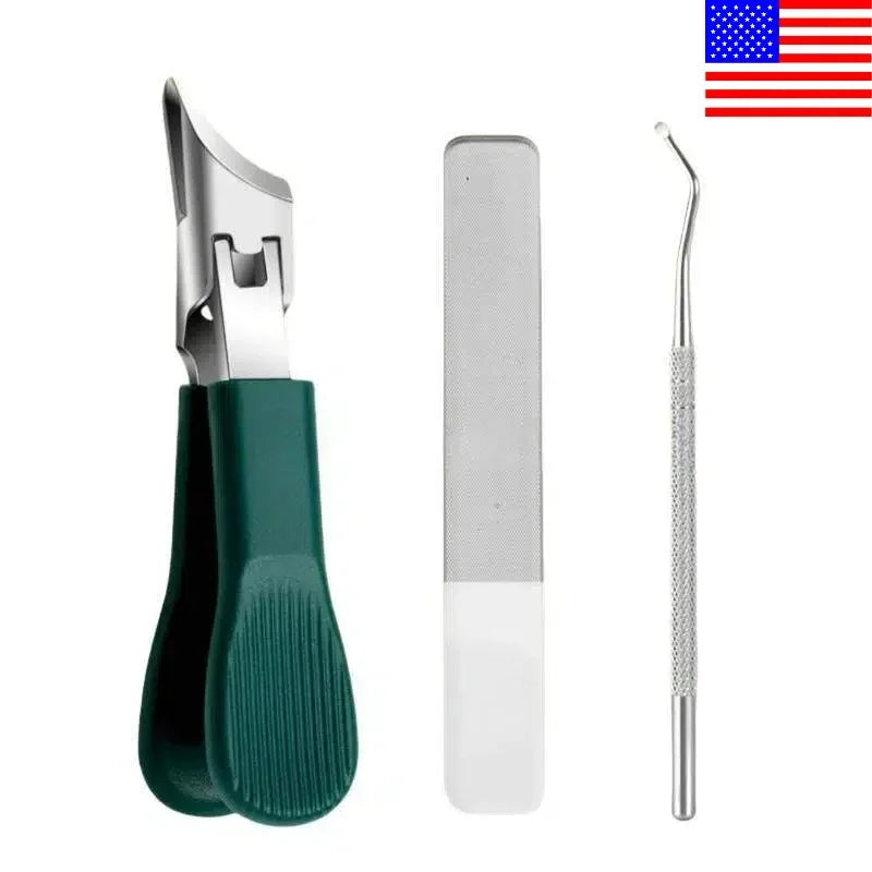 Effortless Thick Nail Cutting! Green Eagle 3-Piece Beak Clipper Set, Ingrown Relief, Durable Stainless Steel Pedicure Tools