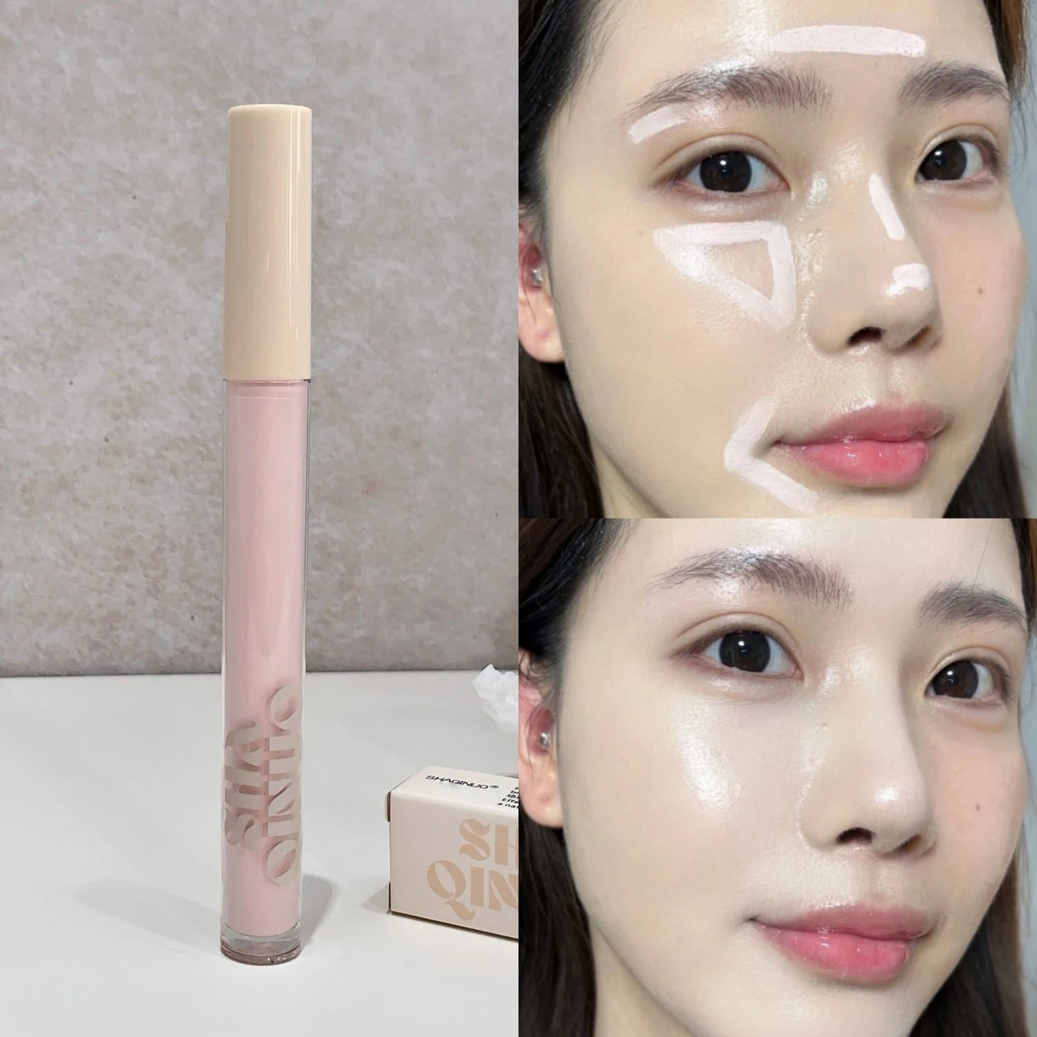 SHAQINUO Liquid Contouring Highlighter Powerful Concealer Whitening Lasting Foundation Moisturizing High-end Brightening Liquid