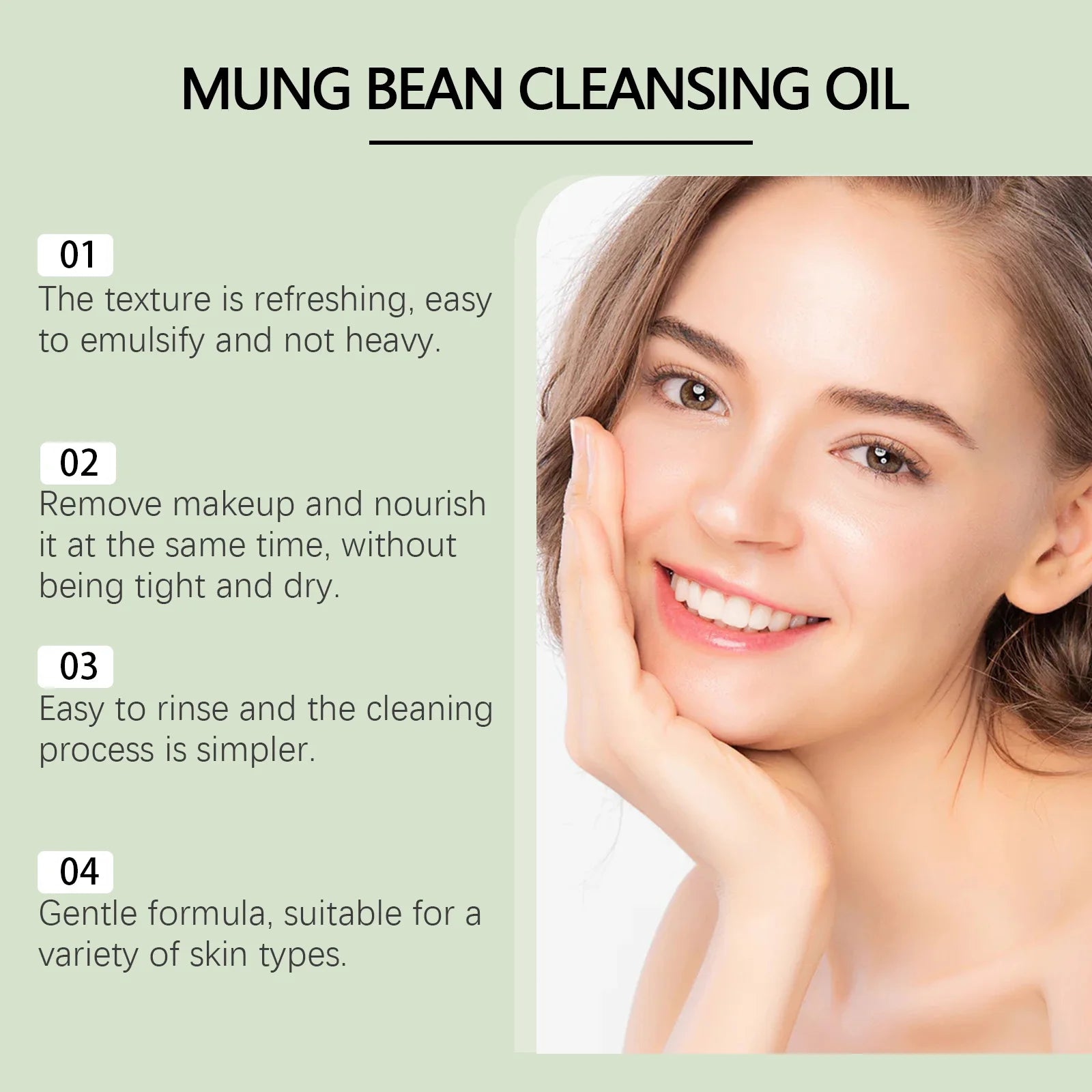 Mung Bean Cleansing Oil Gentle Makeup Remover Oil Lip Eye Makeup Cleansing Pores Keep Fresh Soothing Non-tightening Skin Care