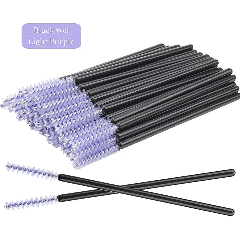 NEW 50Pcs Makeup Eyelash Brushes Disposable Crystal Eyebrow brush Diamond Handle Mascara Wand Applicator Lashes Extension Tools