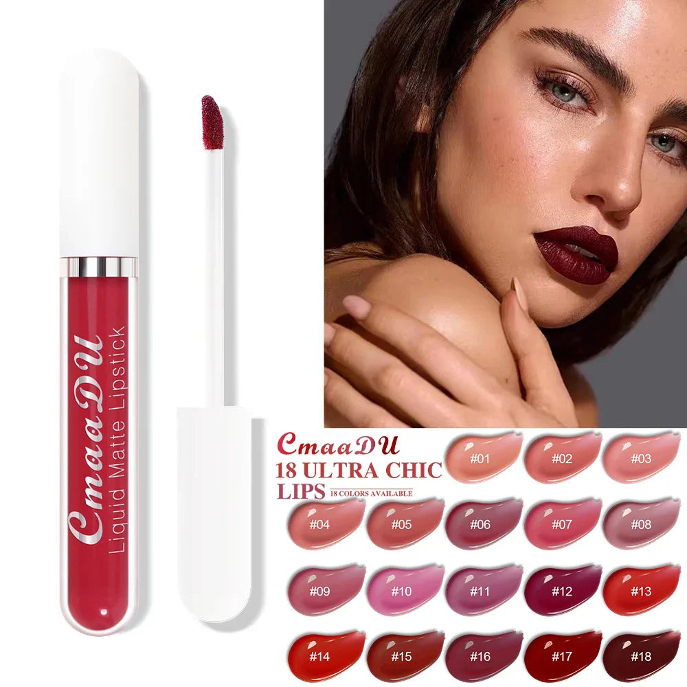 CmaaDu 1 Pcs Matte Lip Gloss Liquid Lipstick- Lip Stains with Long-Lasting Waterproof,  Adult Age Range, Red Tones Easy to Color