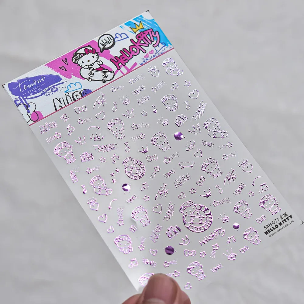 1PCS New Color Laser Hello Kitty Cartoon 5D Nail Stickers Sanrio Cinnamoroll Pochacco Nail Art Supplies DIY Nail Art Stickers