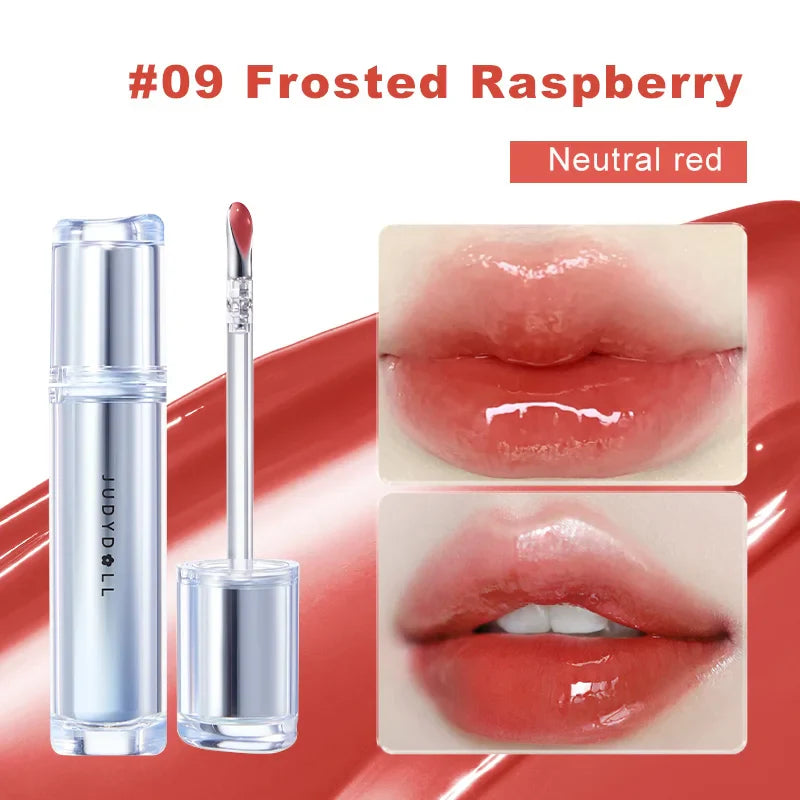 Judydoll Watery Lip Gloss-Hydrating Lip Essence Glossy Mirror Lip Gloss, Non-Stick Cup, Suitable for Self-Use, Gifting, Beginners