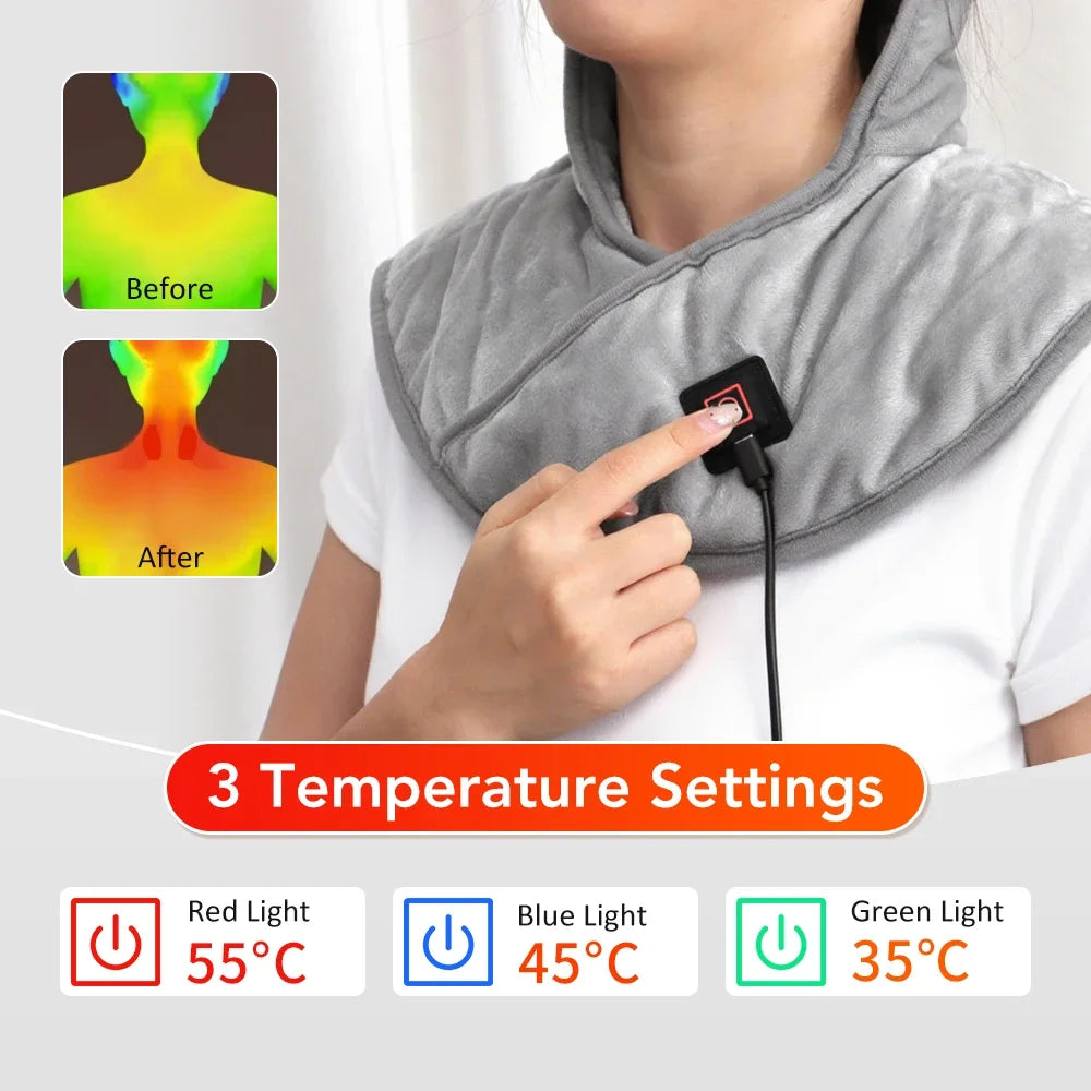 Electric Heating Shoulder Neck Pads Cervical Shawl Massager Cervical Brace Wrap Thermal Compress Relieve Fatigue Warm Back
