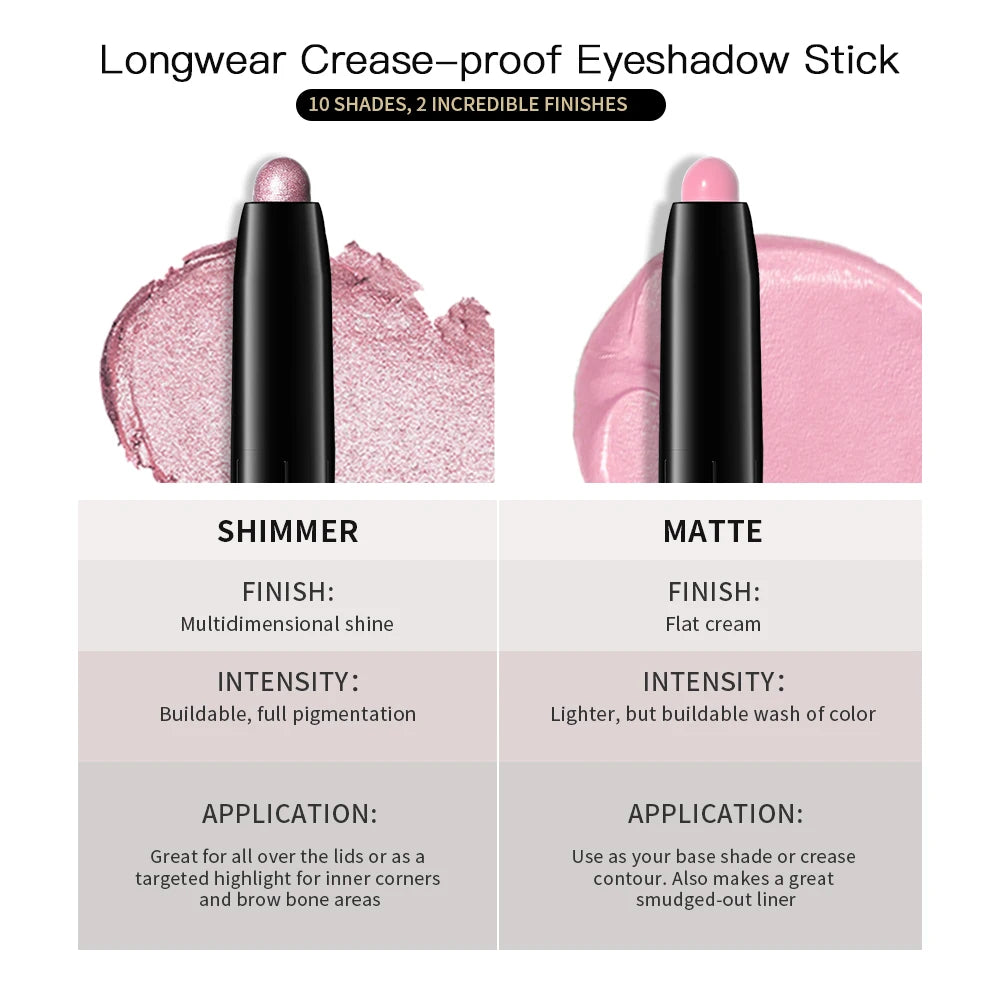 12 Colors Eyeshadow Pencil Stick Shimmer And Matte Waterproof Metallic Glitter Eye Shadow Highlighter Pencil Eyeshadow Cosmetics