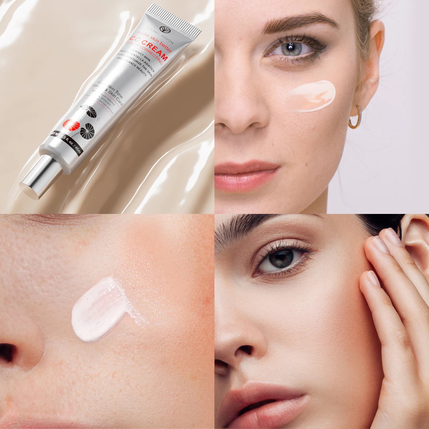 1PC/2PCS 45ml Brightening CC Cream Centella Asiatica Repairing BB Cream Natural Concealing Whitening Foundation Liquid Cosmetics