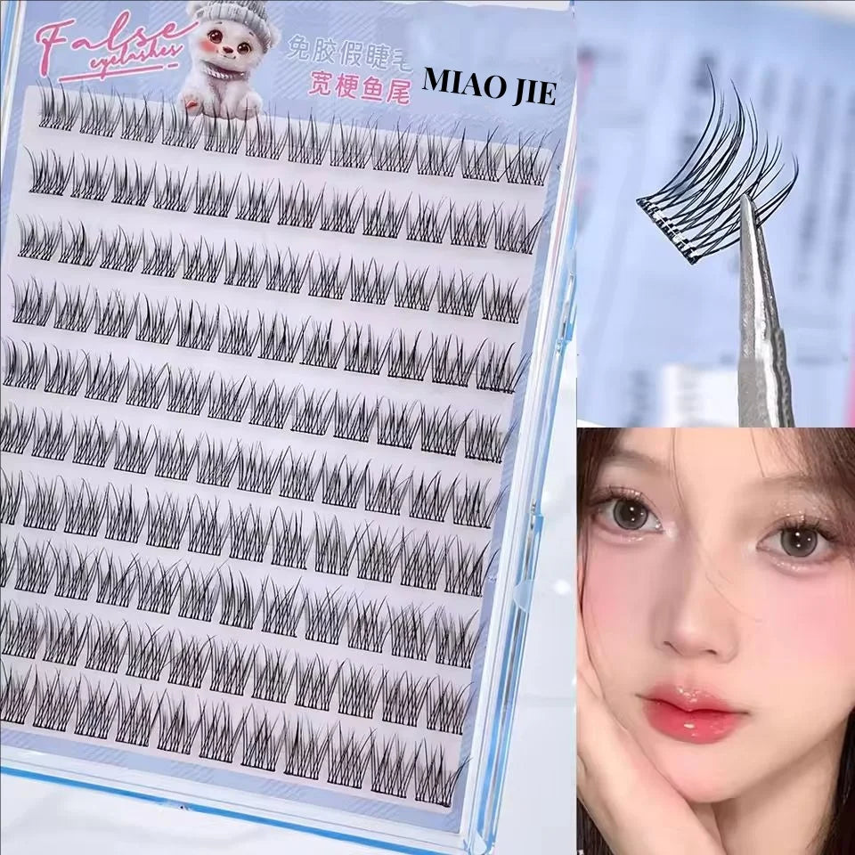 MJ 10 Rows of Large Capacity Glue-free False Eyelashes Single Cluster 10-12MM C-curled Natural Self-adhesive false Eyelashes