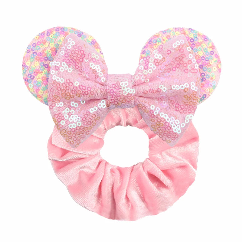 Women Ears Hair Scrunchies Velvet Hairbands For Girls Sequins Bows Headband Women Trip DIY Accessories Mouse Party Decor