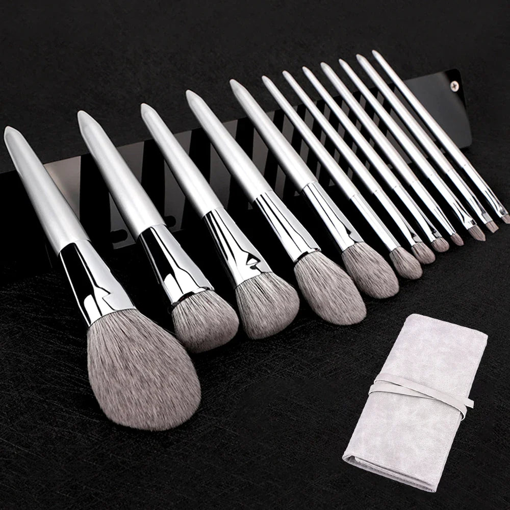KLINA 12PCS Makeup Brushes Kit Professional Natural Goat Hair Foundation Powder Contour Eyeshadow Lip Make Up Tools For Women