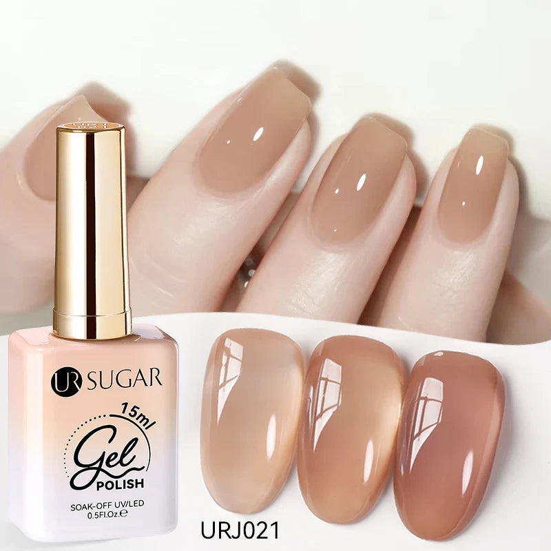 UR SUGAR 15ml Jelly Nude Gel Nail Polish Light Pink Translucent Color Soak Off UV LED Gel Varnish Nail Art DIY Fashion Manicure