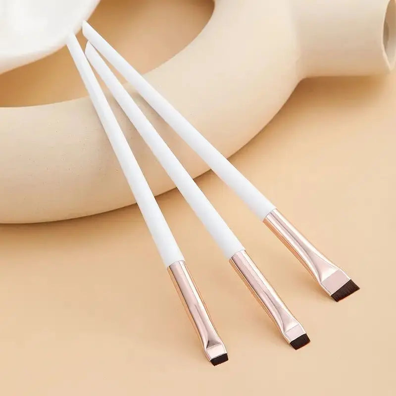 3-Piece Eyeliner & Eyebrow Brushes Set - Ultra-Fine & Flat Tips for Precise Control, High-Quality Precision Makeup Application