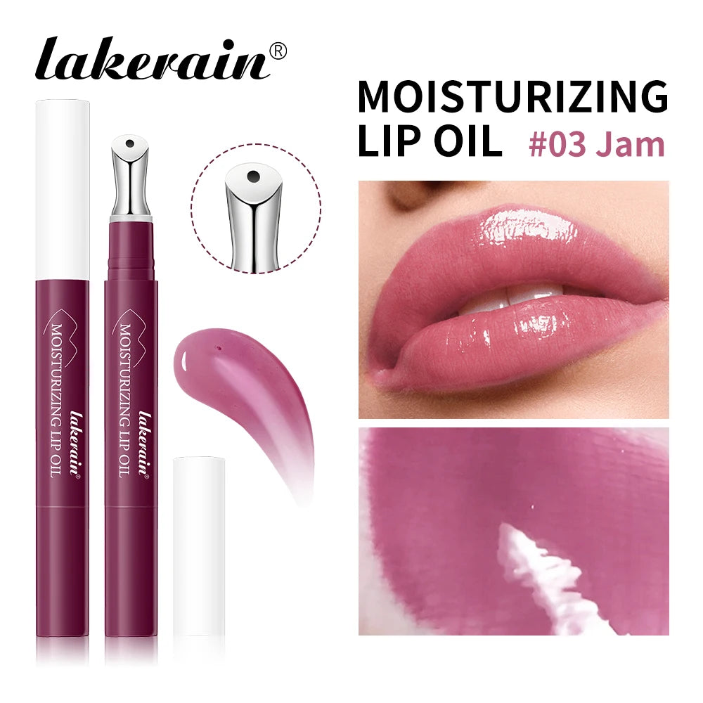 Lakerain Crystal Moisturizing Lip Oil Set of 6 Colors Pen Tip Design Long Lasting Tender Lip Balm Anti Dry Cracked Lip Makeup