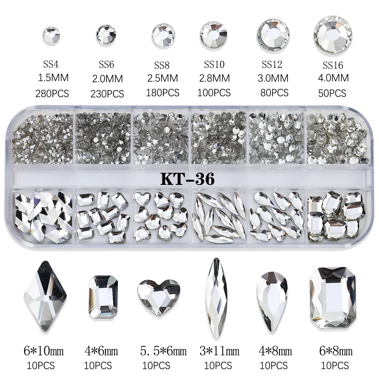 12Grids Pink Mixed Nail Rhinestones Luxury Nail Charms Glitter Crystal Jewelry Gems Nail Art Decoration DIY Manicure Rhinestones