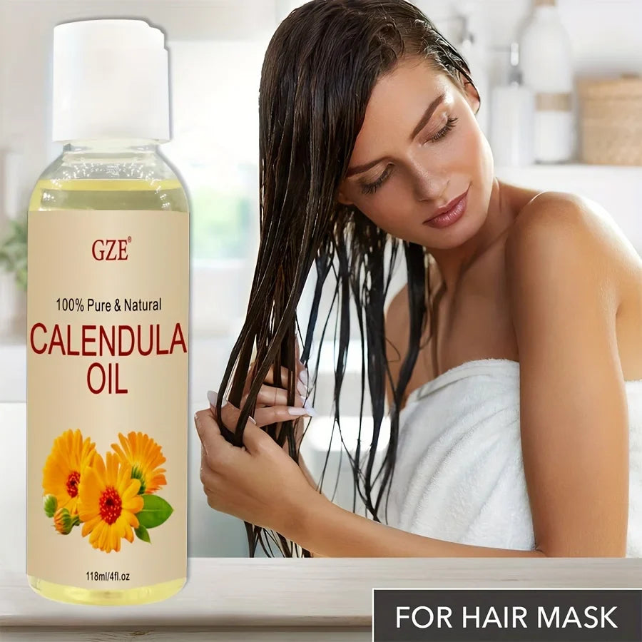 GZE Calendula Oil - Calendula Officinalis Flower Extract – Infused -Benefits for Skin, Nails, Hair, Face, Body- SHORT LIFE