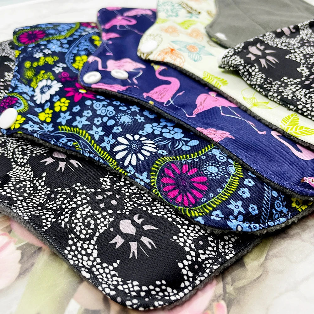 Eco-Friendly Reusable Sanitary Pads Set - Durable Leak-Proof Washable mama cloth Pads for Active Women Workout & Travel