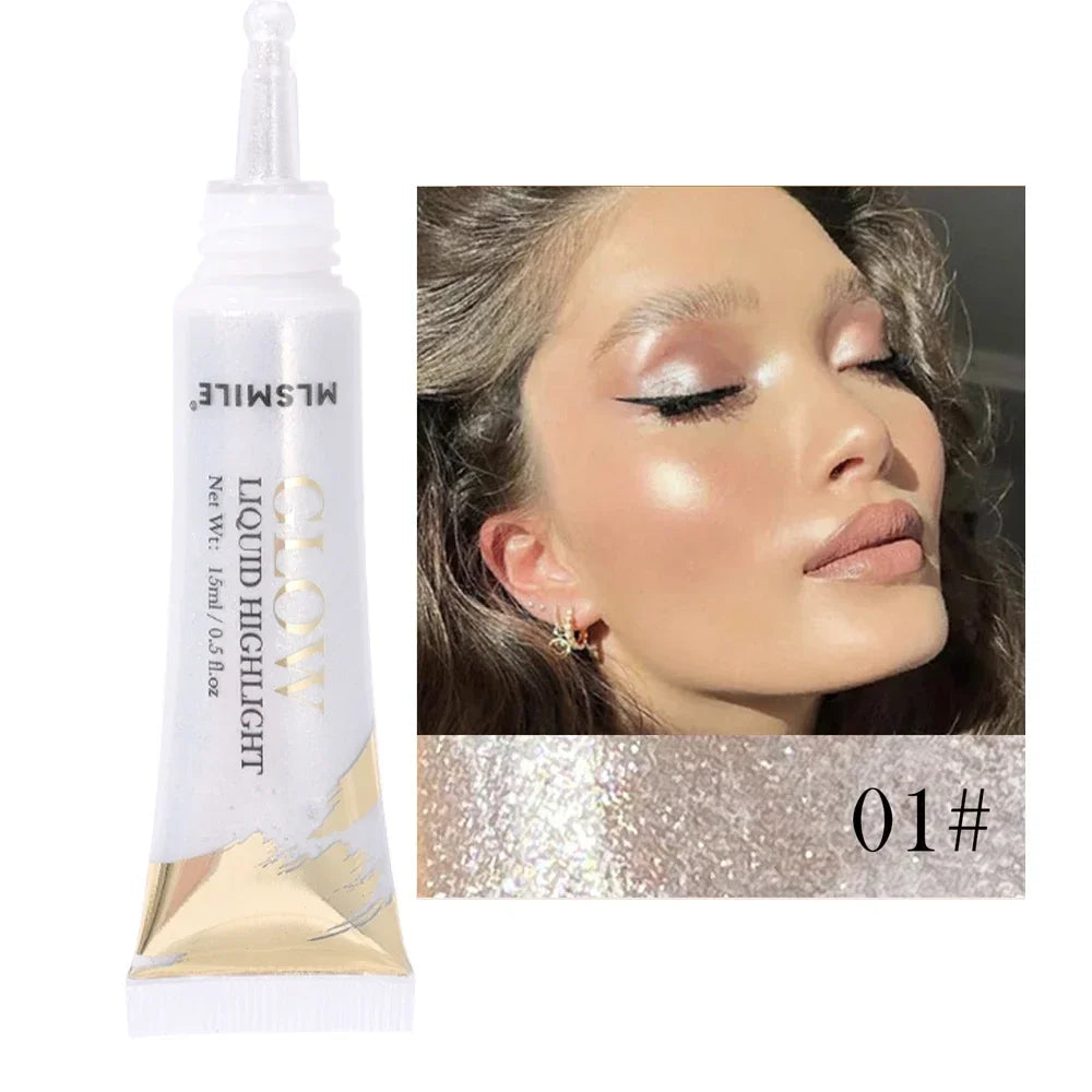 Diamond Glitter Highlighter Liquid Pearlescent Waterproof Longlasting Brightening Liquid Highlighter Stick Eyes Makeup Cosmetics