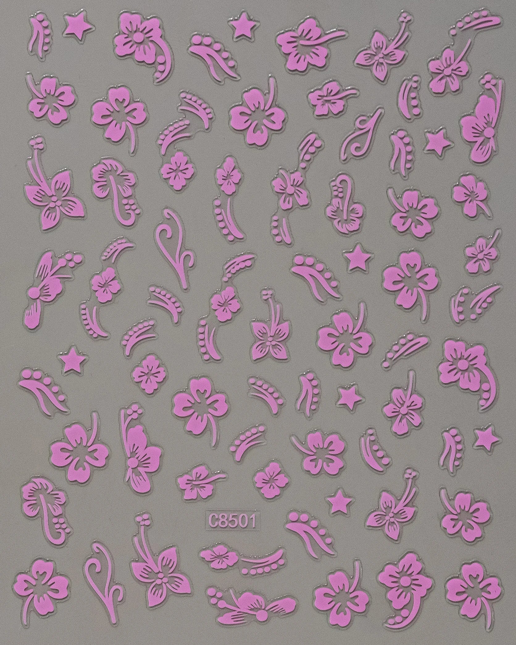 5D Hibiscus Flower Nail Embossed Sticker Acrylic Pink White Gold Petal Leaf Adhesive Decal Butterfly Dragon Floral Elegant Decor