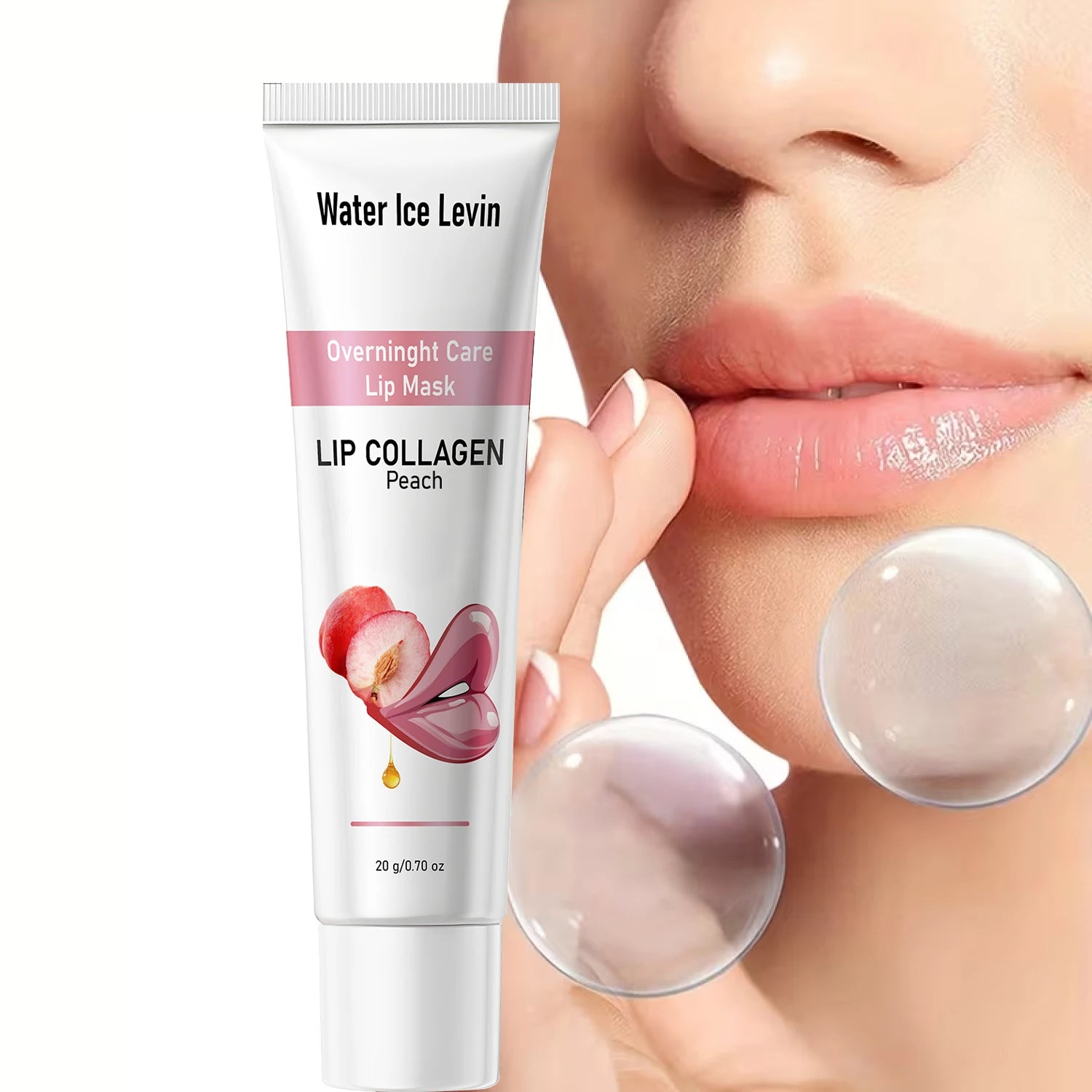 Peach Collagen Overnight Lip Mask with Peptide & Aloe Vera Peel-Off Nourishing Hydrating Lip Care Treatment