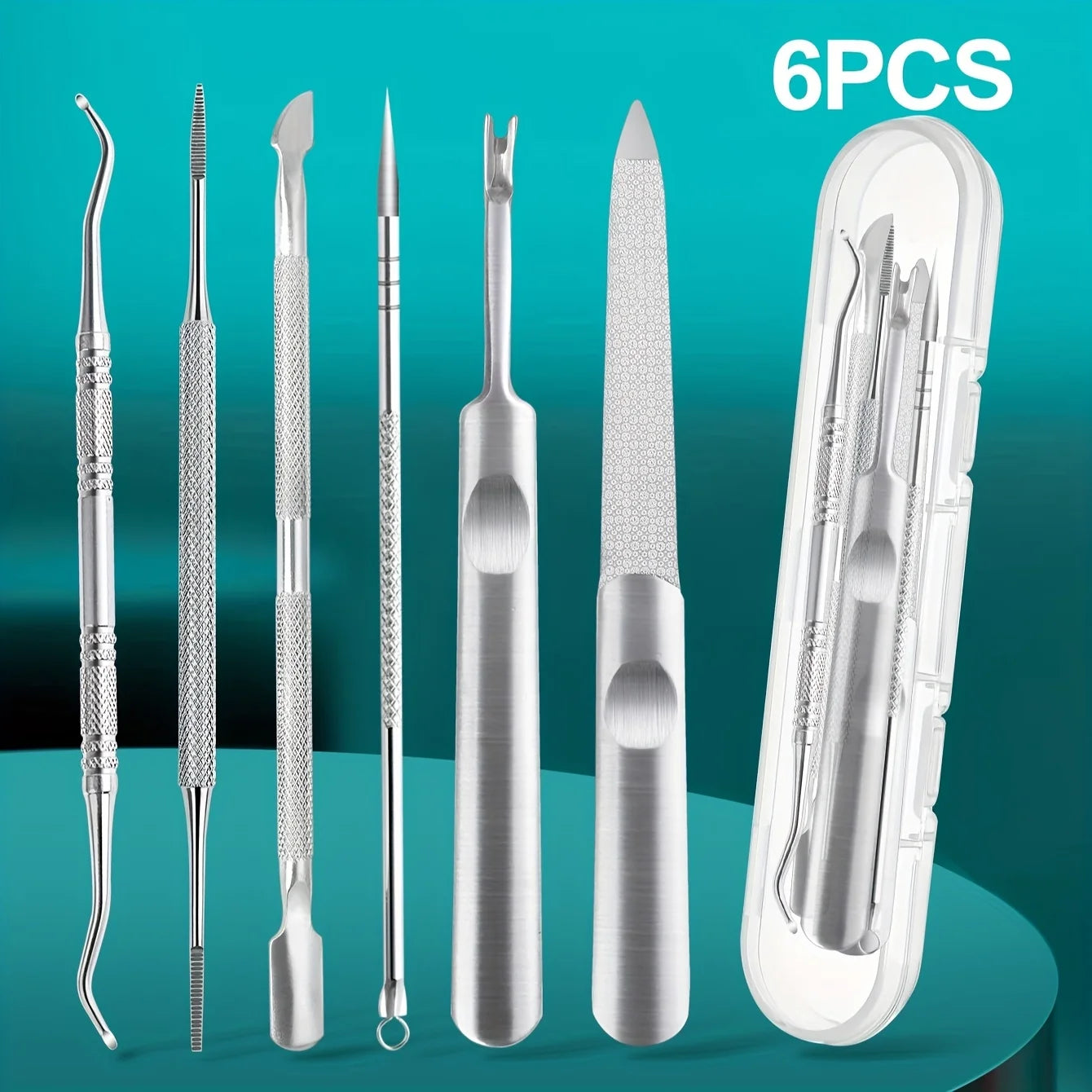 1/6pcs Stainless Steel Professional Multi-Functional Nail Care Kit,Including Dead Skin Edge Trimmer and Dead Skin Rake,Nail File