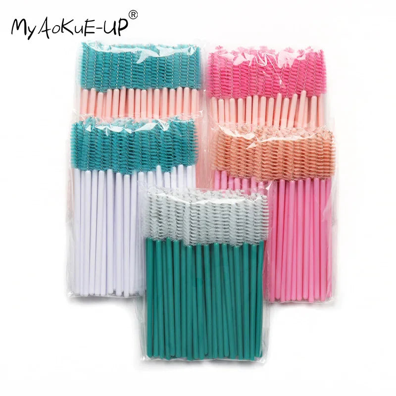 50pcs Disposable Nylon Mascara Wand Applicator Eyelash Brushes For Eyelash Extension women Makeup Brush Tools