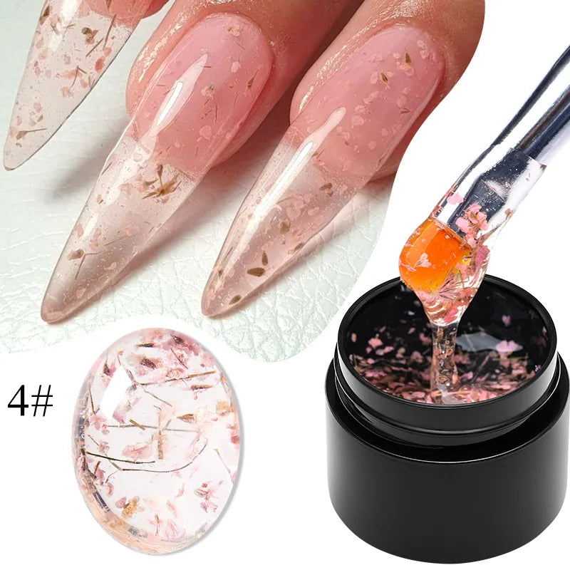 MEET ACROSS 5ml Colorful Flower Fairy Gel Nail Polish Purple Pink Natural Dried Flower Gel Semi Permanent UV Varnish Nails Art