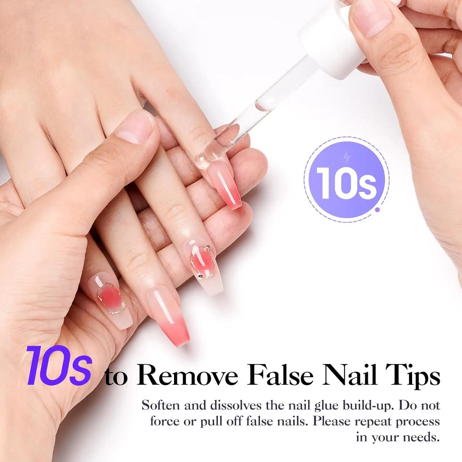 GELLEN 40ml Nail Glue Remover Gentle Formula for Press on Nails UV Gel Fake Tips Removal Non Acetone Odorless Nail Care Supplies