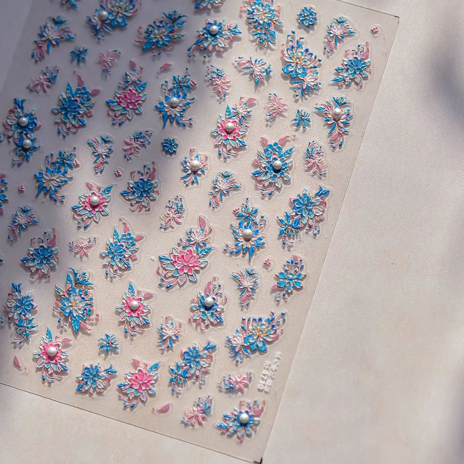 Elegant Flowers Nail Art Stickers 5D Crystal Diamond Nails Decorations Stickers Tassel White Pear Blossom DlY Autumn Nail Decals