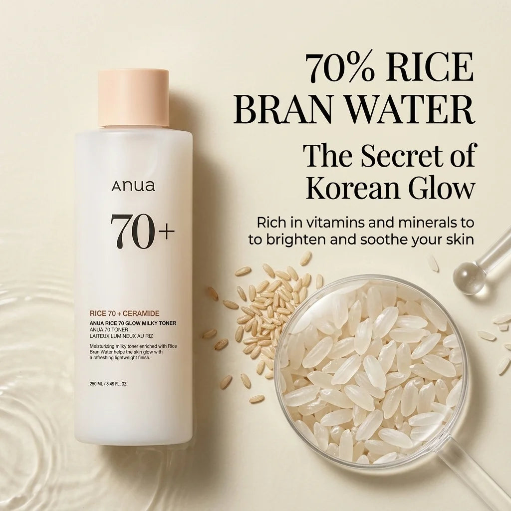 Anua Rice 70 Glow Milky Toner， Moisturizing and barrier care, niacinamide, ceramide, all skin types, Korean skincare products