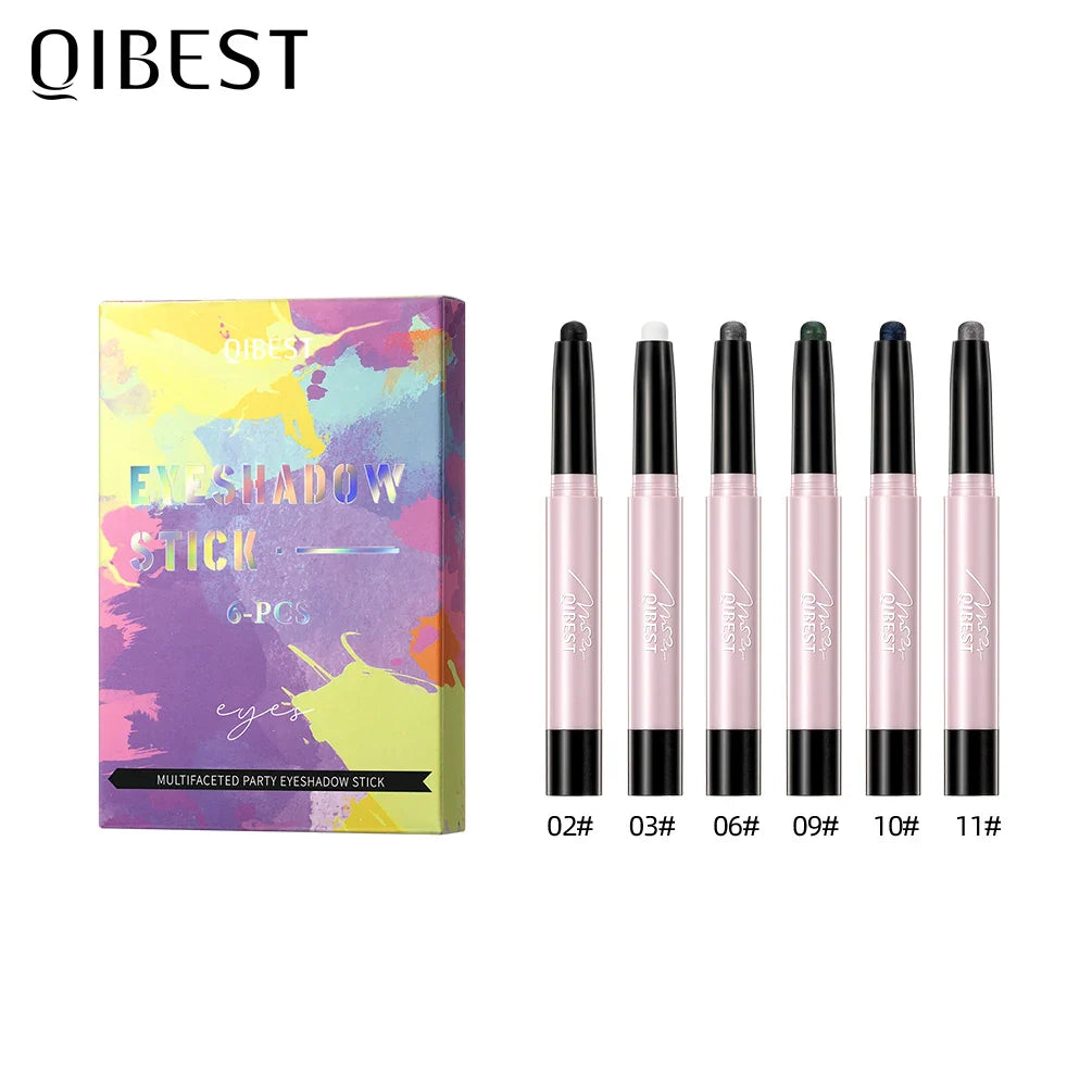 QIBEST Pearlescent Silkworm Eyeshadow Pen Waterproof Eyeshadow Pencil Glitter Matte Nude Gold Eye Shadow Pen Pigment Cosmetics