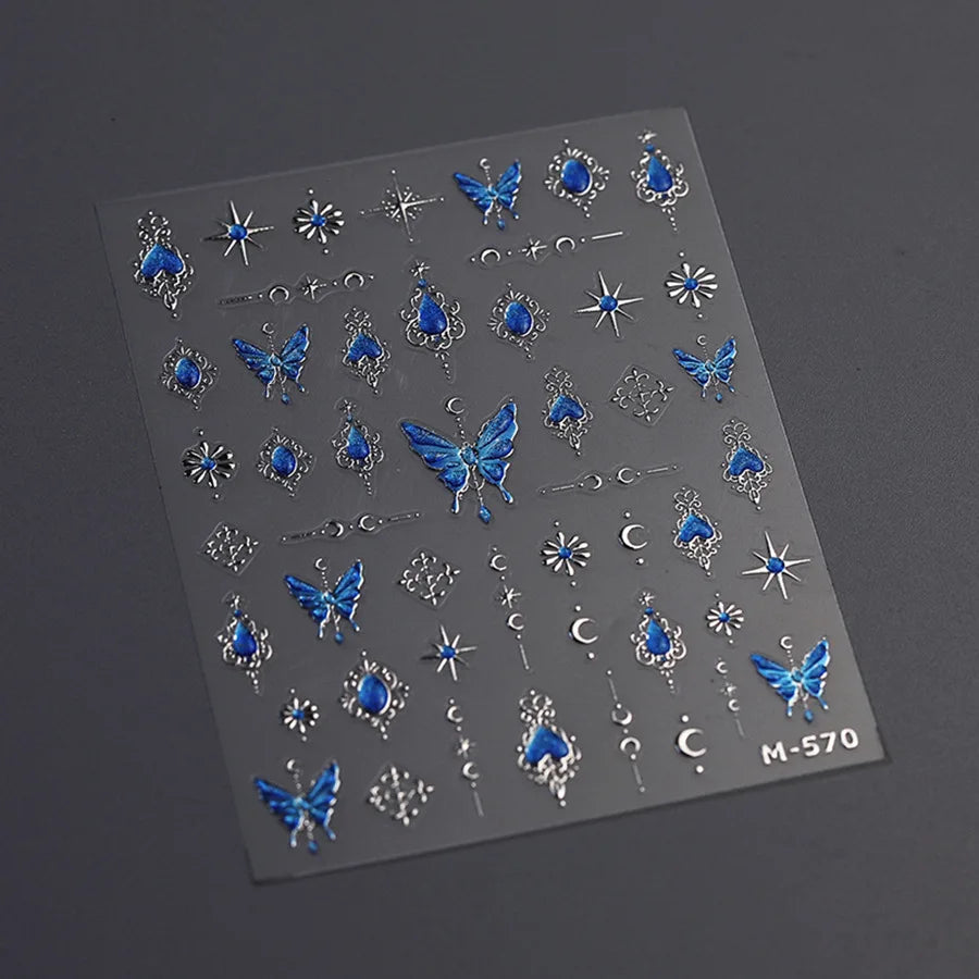 5D Butterfly Nail Stickers Sparkling Jelly Butterfly Nail Art Sticker Decorations Decals DIY Self Adhesive Slider Manicure Parts