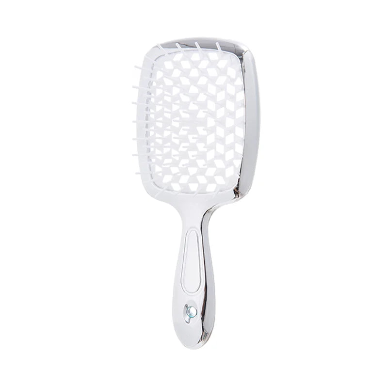 Square Shape Mesh Comb for Hair Fluffy Detangling Scalp Massage Hairbrush Wide Teeth Hollow Brush Salon Barber Gold-plated Comb