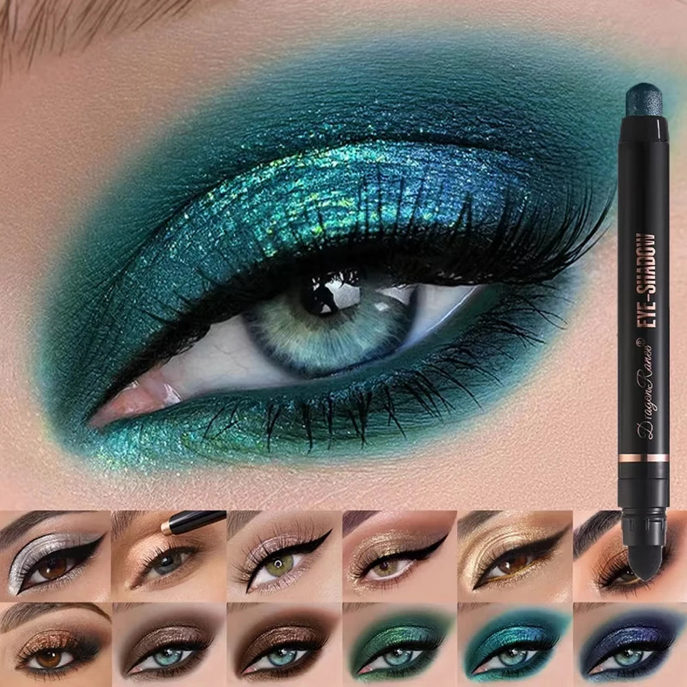 Double Head Pearlescent Eyeshadow Pencil Waterproof Glitter Metallic Blue Green Eye Shadow Makeup Pigment White Eyes Highlighter