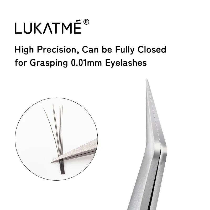 LUKATME Eyelash Tweezer Anti-Slip Fiber Tip Eyelash Extension Tools Stainless Steel Professional Precision Tweezer for Makeup
