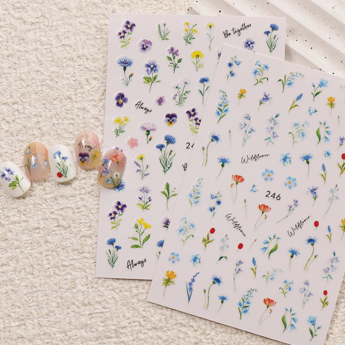 4pcs Spring and Summer Flower Nail Art Stickers - Easy to apply for nail decoration, DIY, gift, wedding party makeup, Y2K