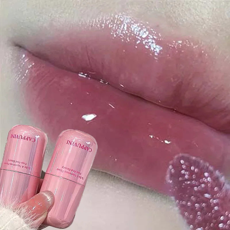 Lasting Waterproof Moisturizing Plump Lip Gloss Mirror Effect Lip Color Water Gloss Ice Clear Peach Pink Lip Glaze Korean Makeup