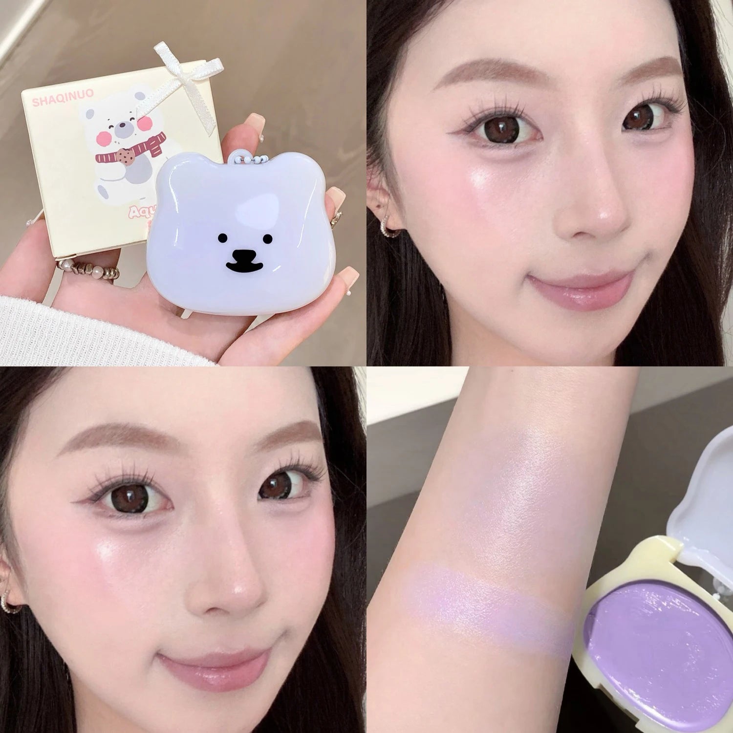 Watery Blush Cream SHAQINUO  Moisturizing Jelly Glow Blush, Rouge Korean Makeup, Cream Texture, Low Saturation Brightening