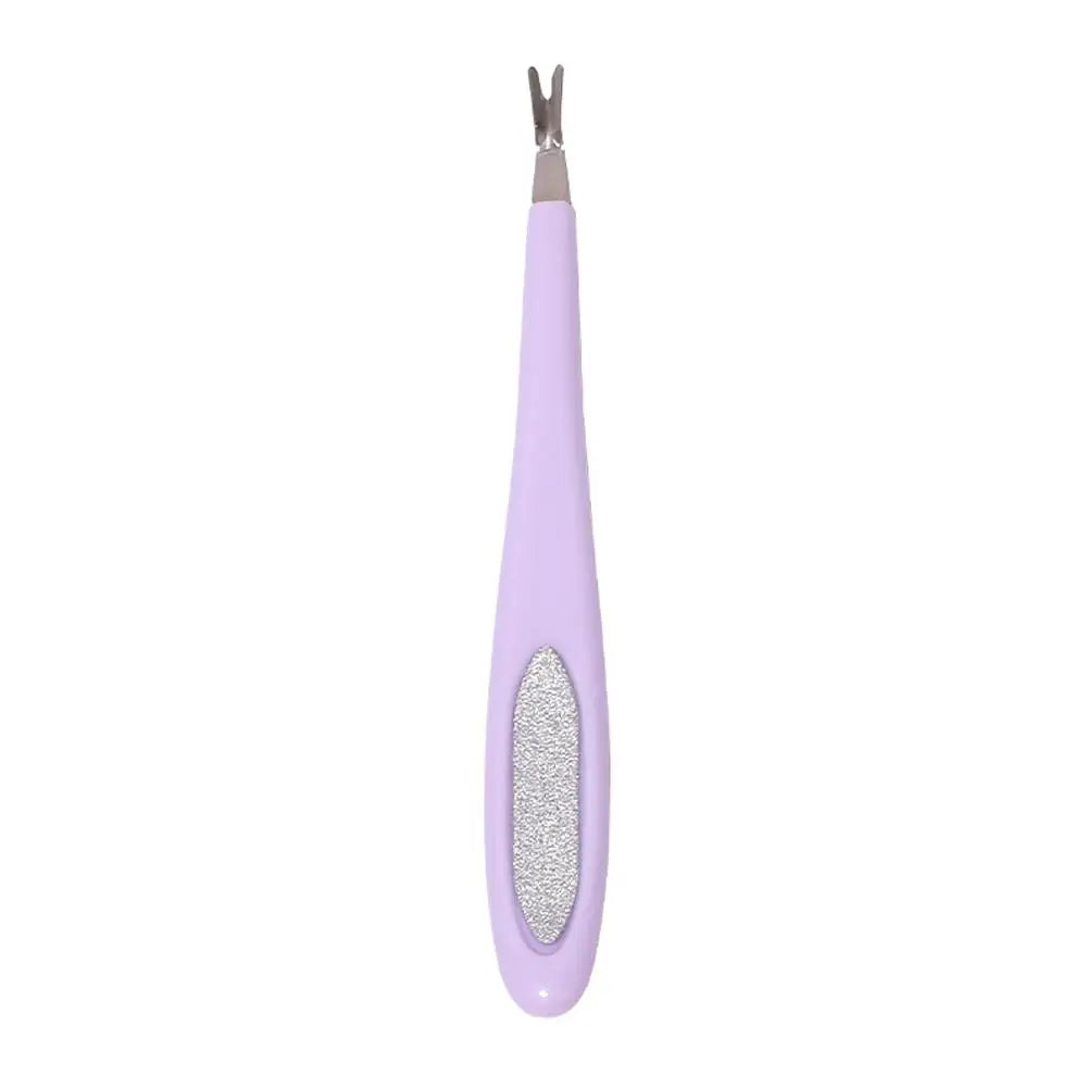 1PCS Pink V-Shaped Nail Cuticle Pusher Stainless Steel Dead Skin Fork Remover Trimmer Manicure Pedicure Care Tool