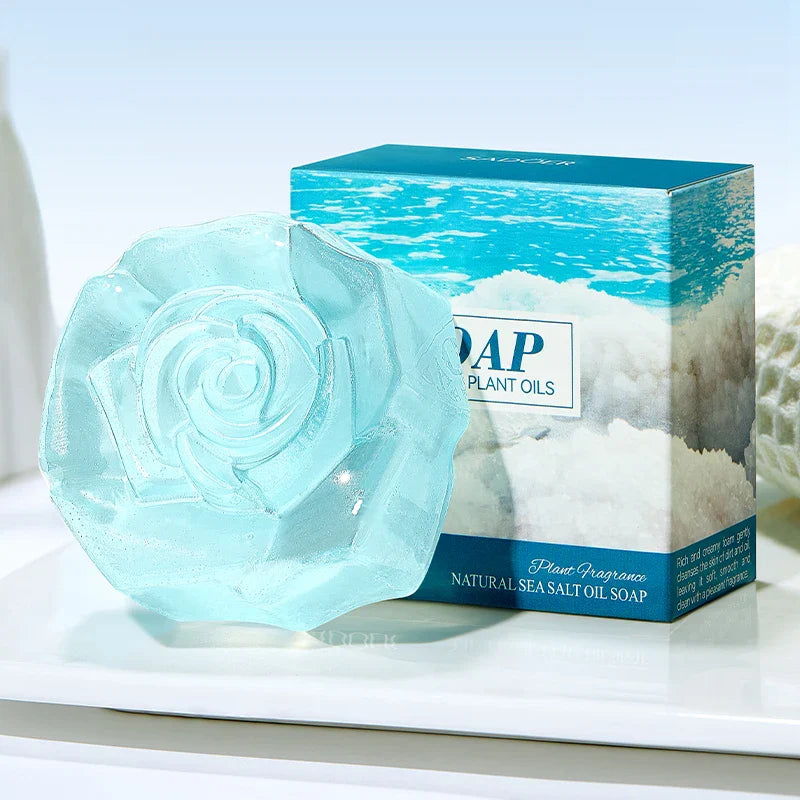 SADOER Sea Salt Essential Oil Soap Face Wash Foam Facial Cleanser Whitening Moisturizing Anti Acne Body Bathing Facial Soap