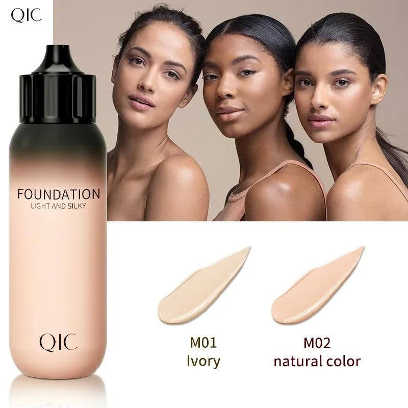 QIC Small Milk Bottle Liquid Foundation Concealer Moisturizing Clear Waterproof Natural Brightening Makeup for Face