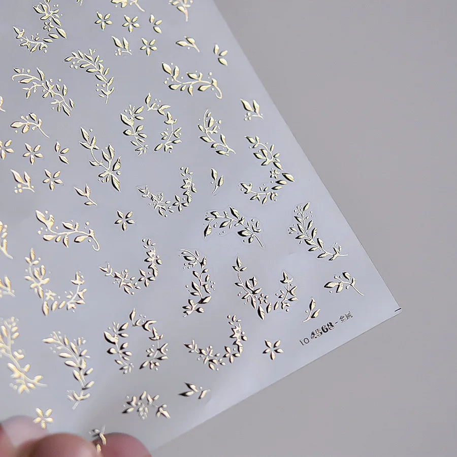 1pcs 5D Glitter Jasmine Flower Nail Stickers Kawaii Embossed Flower Self-Adhesive Nail Art Decorations Decal Manicure Tools DIY