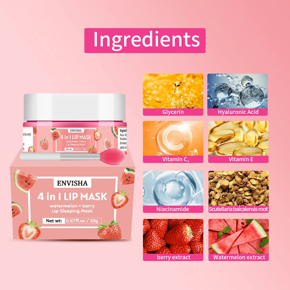 ENVISHA Beauty Health Lip Mask Skin Care Sleep Hydrated Maintenance Lip Scrub Cream Anti Drying Nourish Protect Exfoliating