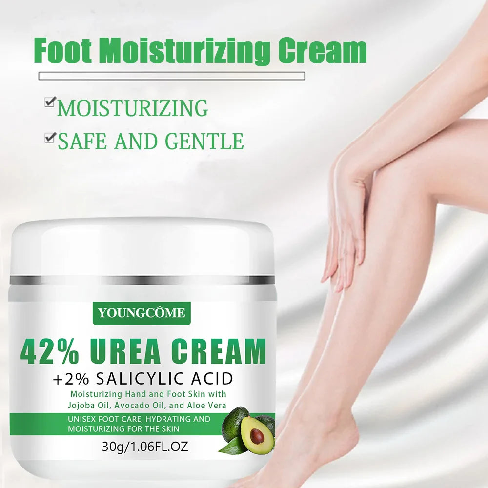YOUNGCOME 42% Urea + 2% Salicylic Acid Avocado Foot Cream – Intensive Moisturizing  Calluses & Dry Skin Hands/Feet,All Skin