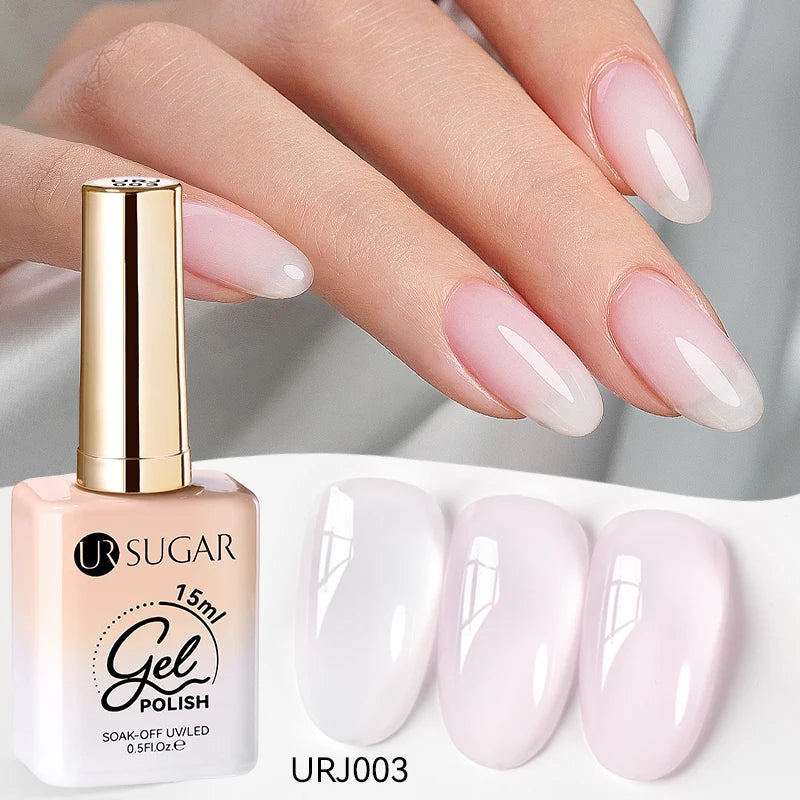 UR SUGAR 15ml Jelly Nude Gel Nail Polish Light Pink Translucent Color Soak Off UV LED Gel Varnish Nail Art DIY Fashion Manicure
