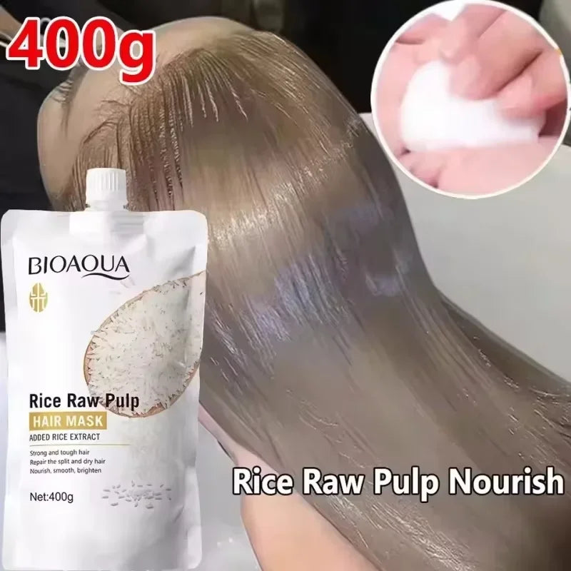 Rice Magical Keratin Hair Mask 5 Seconds Repair Damaged Frizzy Hairs Soft Smooth Shiny Moisturizing Nourish Hair Root Care