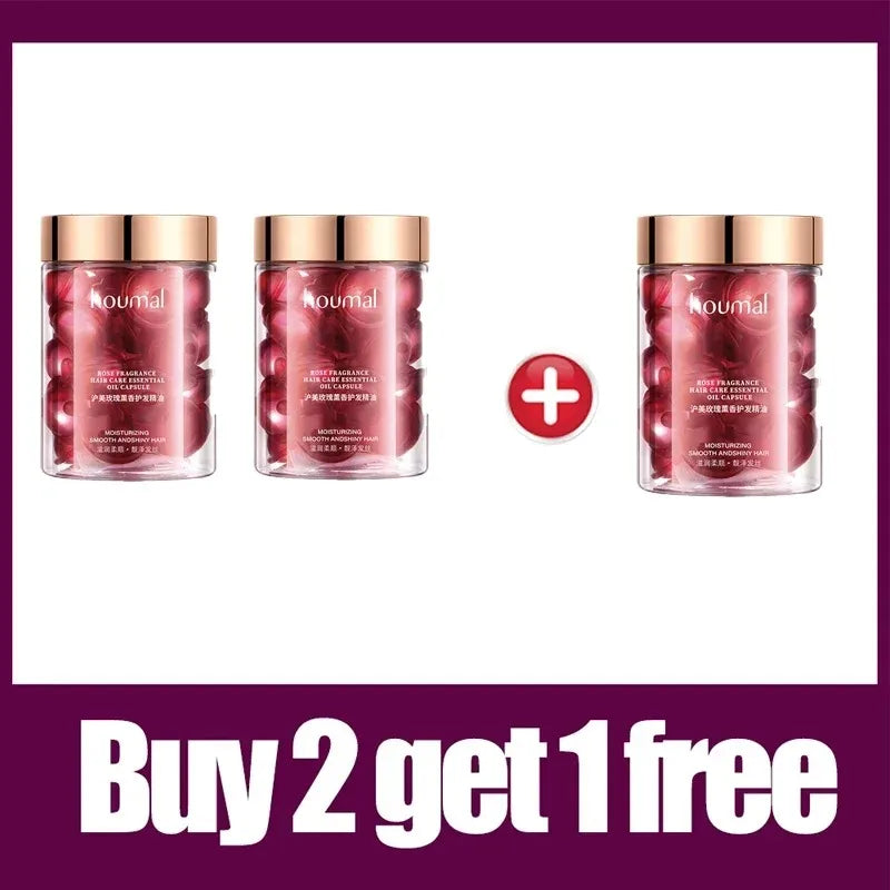 Rose Essential Oil Capsules Supple Dry Hair Keratin Plant Complex Oil Dry Damaged Hair Repair Female Hair Care Products