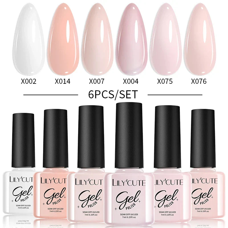 LILYCUTE 6PCs/Set Gel Nail Polish Set Kit Glitter Nail Gel Sequin Vernis Semi Permanent For Manicure Varnish UV LED Nail Art Gel