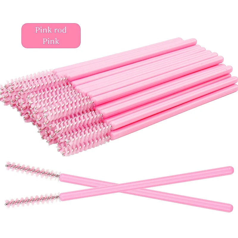 NEW 50Pcs Makeup Eyelash Brushes Disposable Crystal Eyebrow brush Diamond Handle Mascara Wand Applicator Lashes Extension Tools
