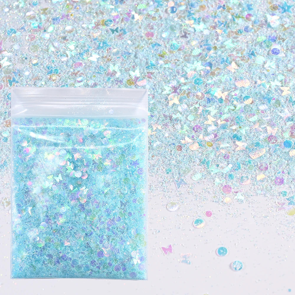 10g Pink Love Heart Nail Sequins Holographics Glitter Sequins Nail Art Decoration Mixed Size Ultrathin Flakes Manicure Sequins